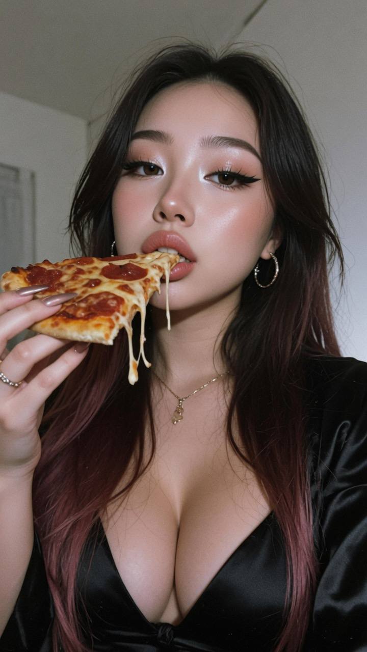 Eating pizza, what's in your mind?🙃
